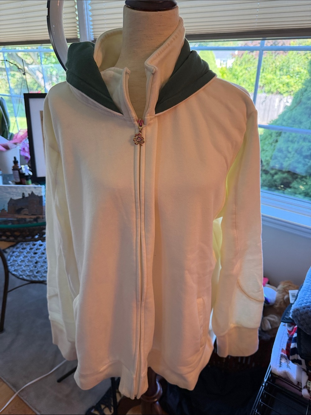 Irish Blessing hoodie 3x great condition Women's ivory /hunter Hooded Zip Jacket